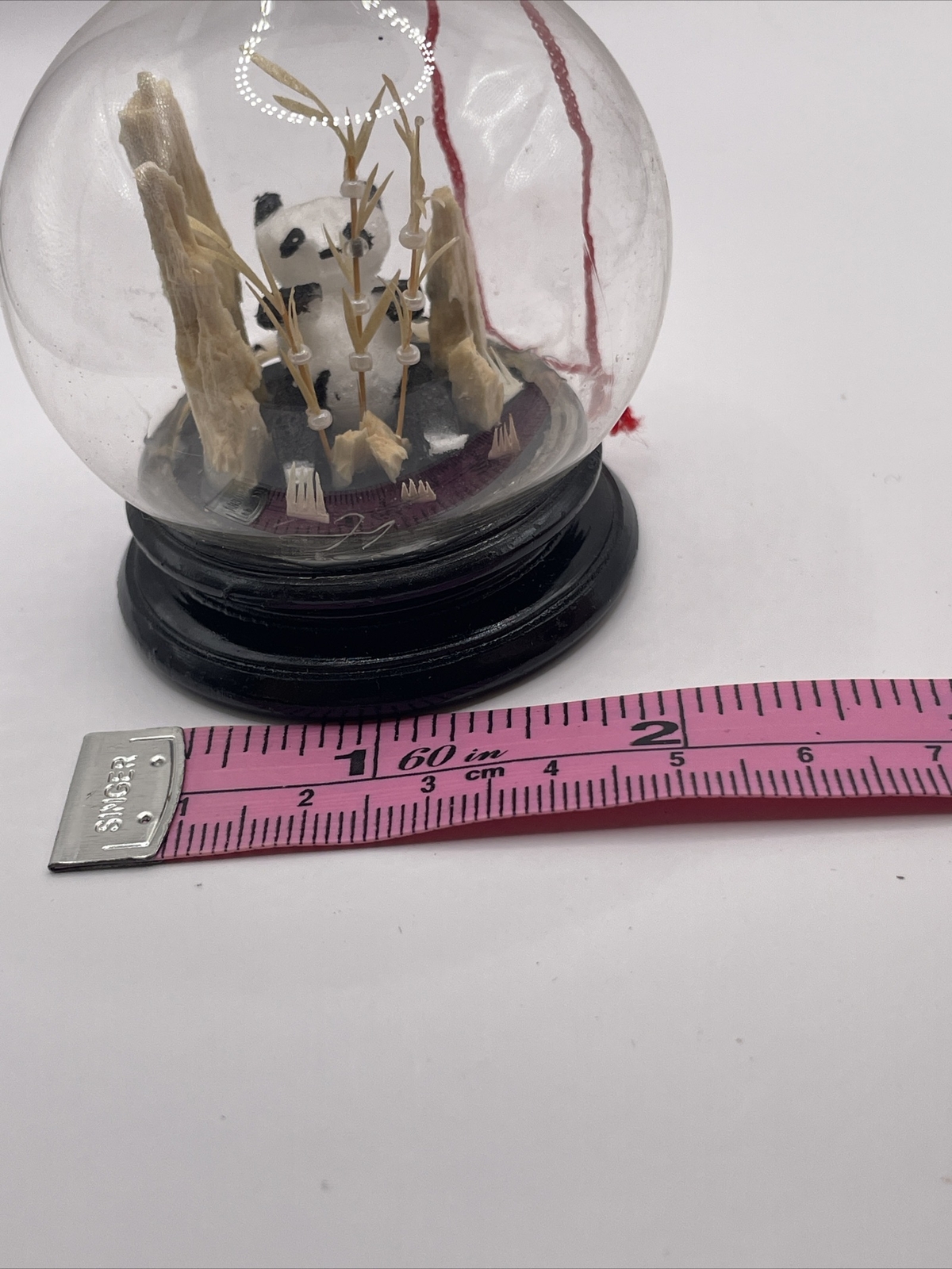 NOS Panda Bear Diorama Asian Cork Sculpture Ornament Hanging Vintage w/ Box AL3