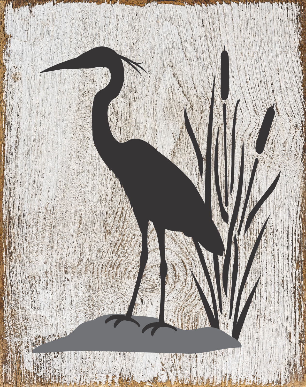 Stencils by Joanie Great Blue Heron Wetland Marsh Bird Cattail Cabin DIY Signs