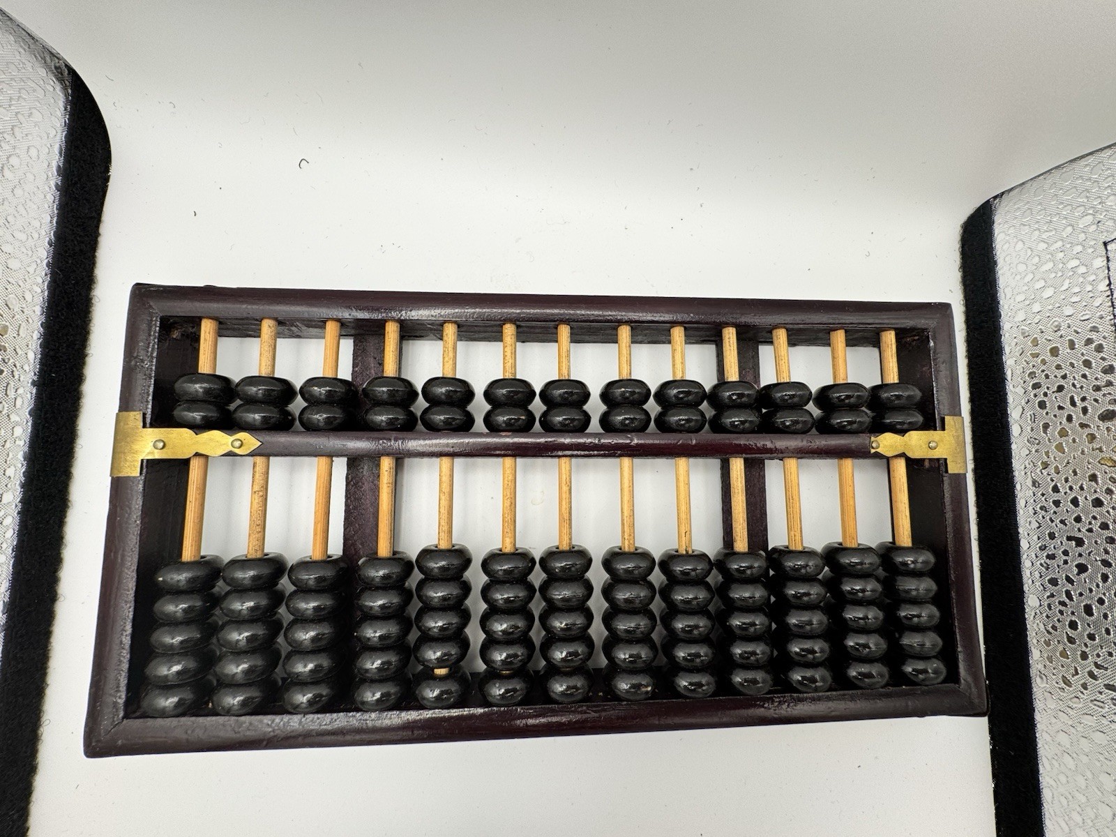 Vintage Peony Brand Chinese Abacus (Suanpan) – 13 Row 91 Bead Wood & Brass