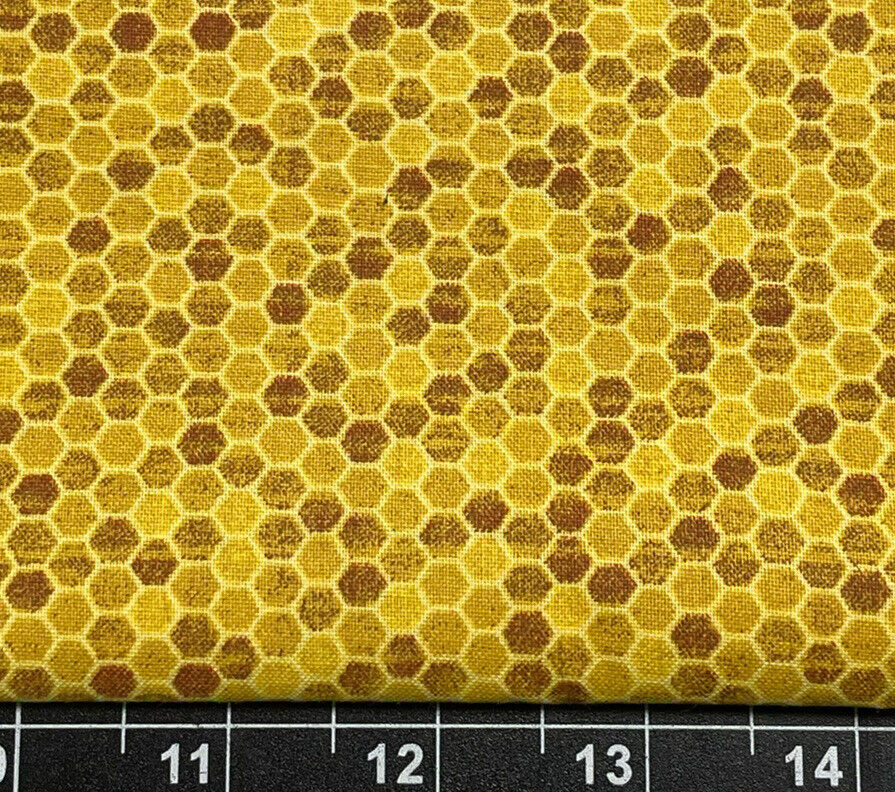 Tina Scrap 9’x21″ BUMBLE Beehive Honey Yellow Honeycomb Mini Small FABRIC COTTON