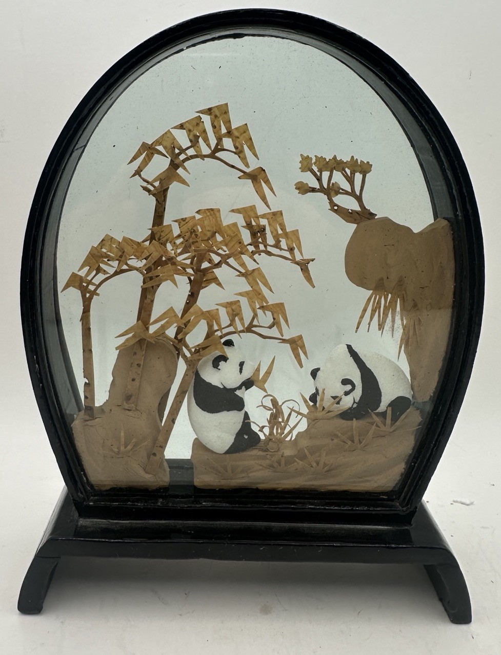 Cork Art Panda DIORAMA YOU Lacquer Glass Panda Vintage diorama Cork