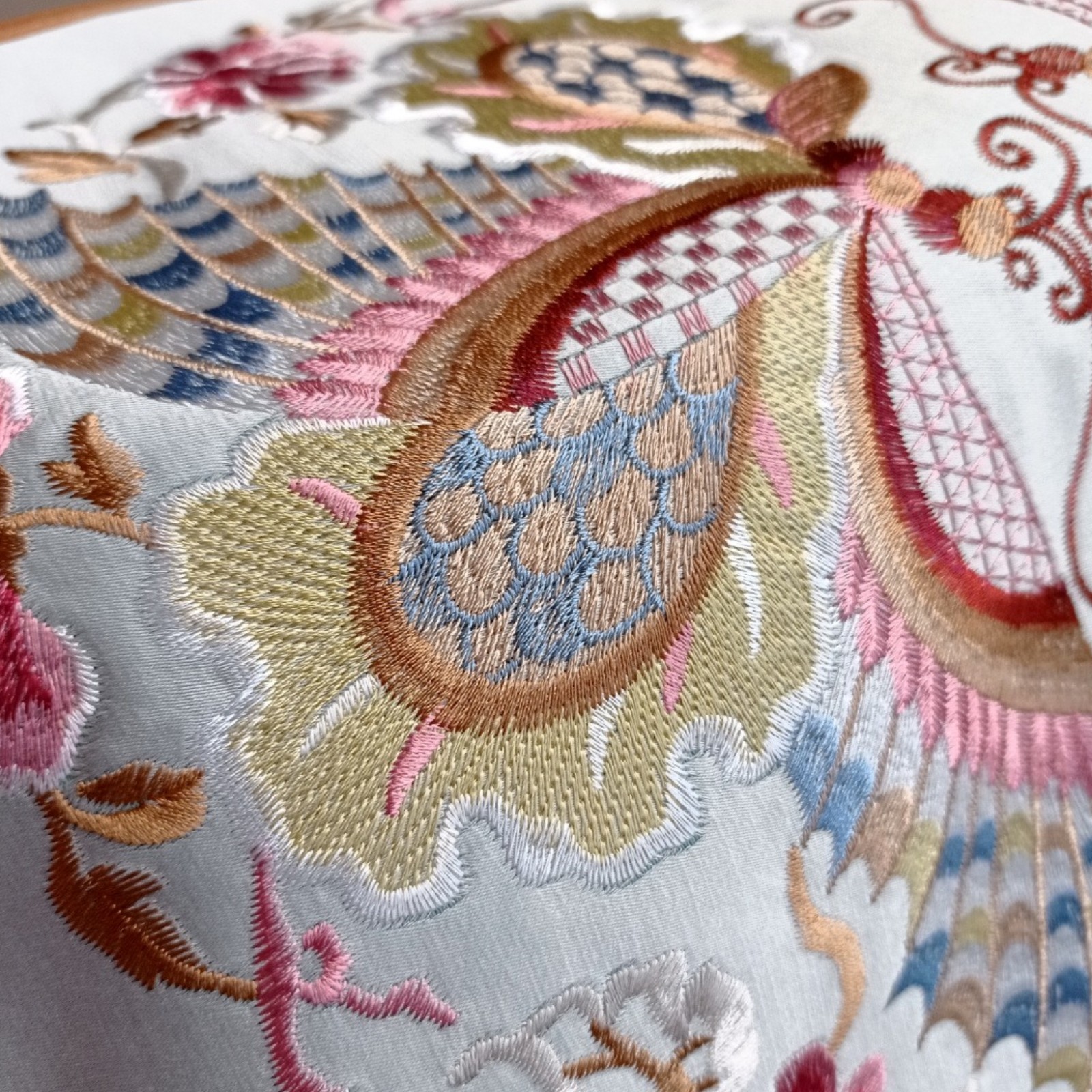 Chinese Embroidery Double Phoenix Round Placemat 37cm Non-Slip