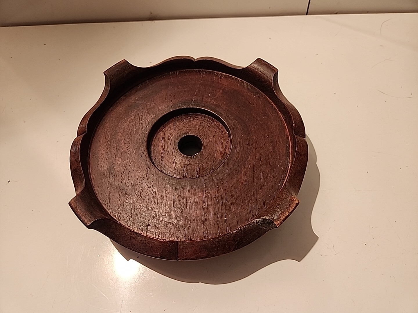 6 7/8″ CHINESE ASIAN WOOD DARK REDISH COLOR 4 PLANT VASE POT LAMP 4 Foot J-4