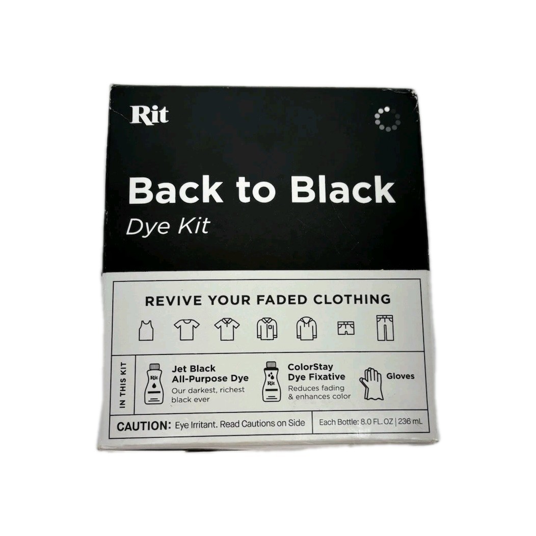 Rit Complete Dye Kit Back To Black ~ Revive Faded Clothing All-Purpose Dye 8 oz