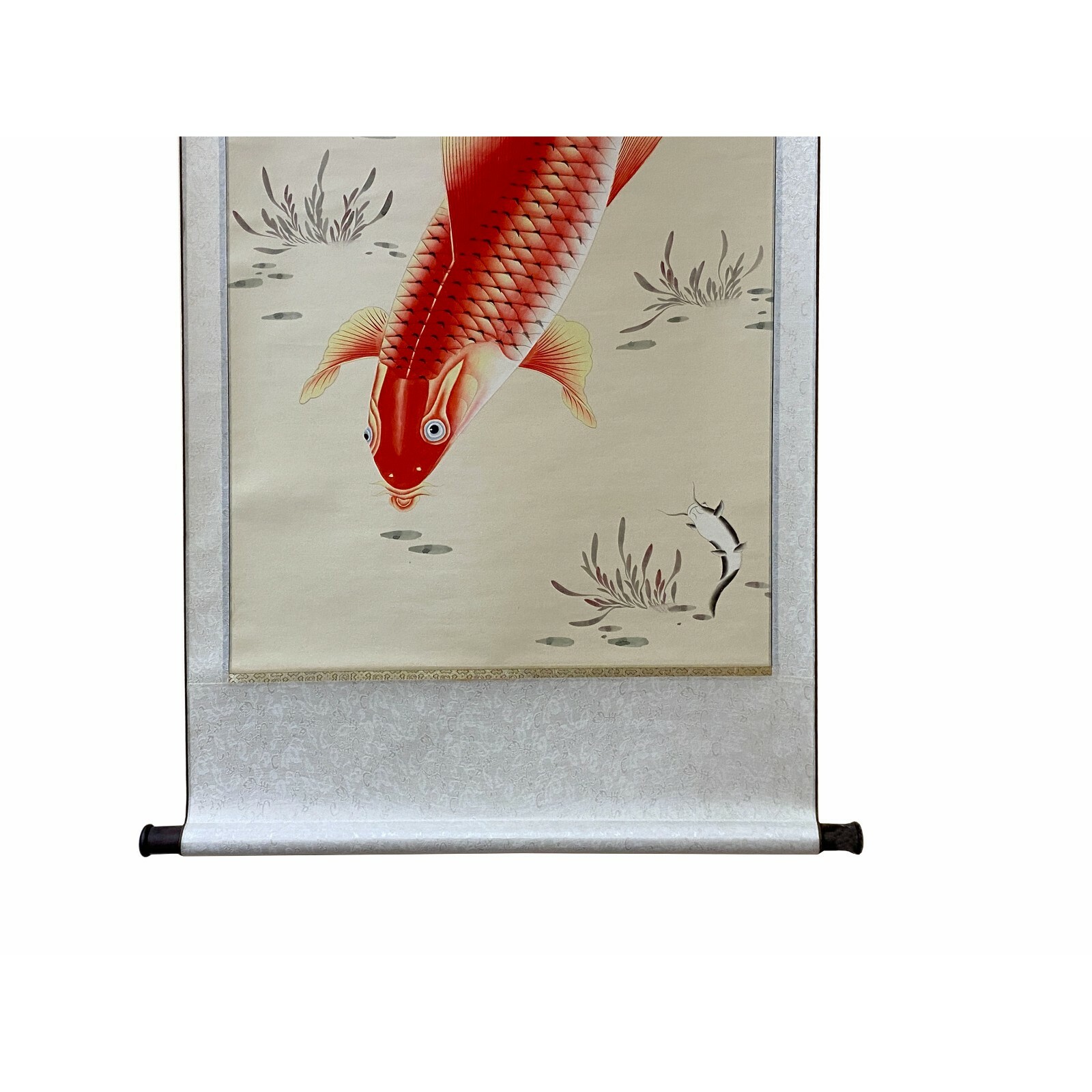 Chinese Fengshui Koi Fish Color Ink Scroll Painting Quality Wall Art ws1887