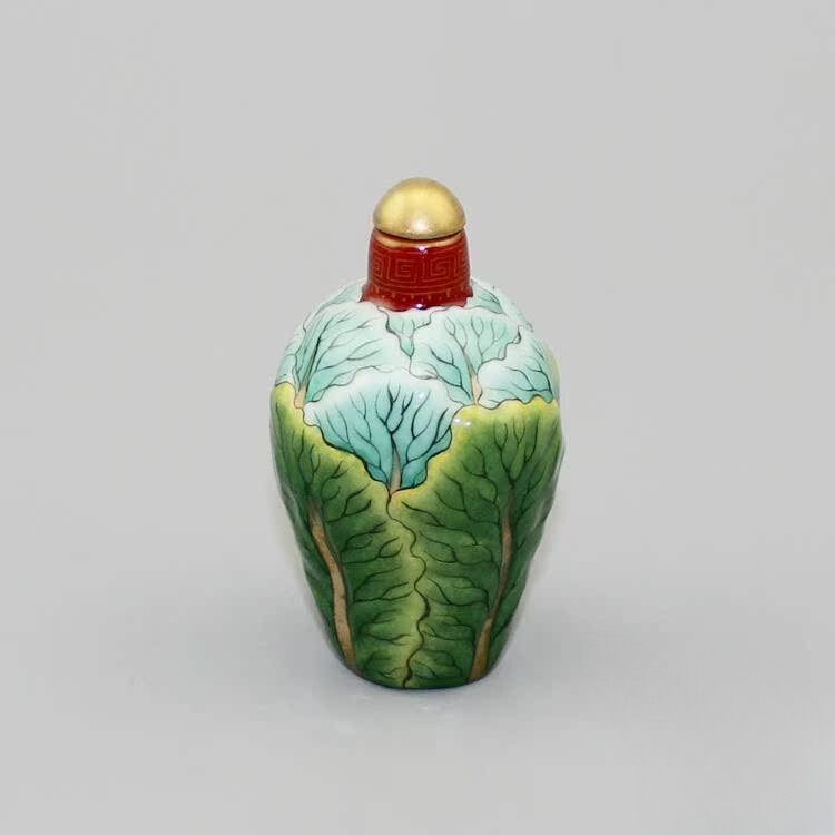 3″ Chinese Famille Rose Porcelain Gild Vegetables Cabbage Snuff Bottle