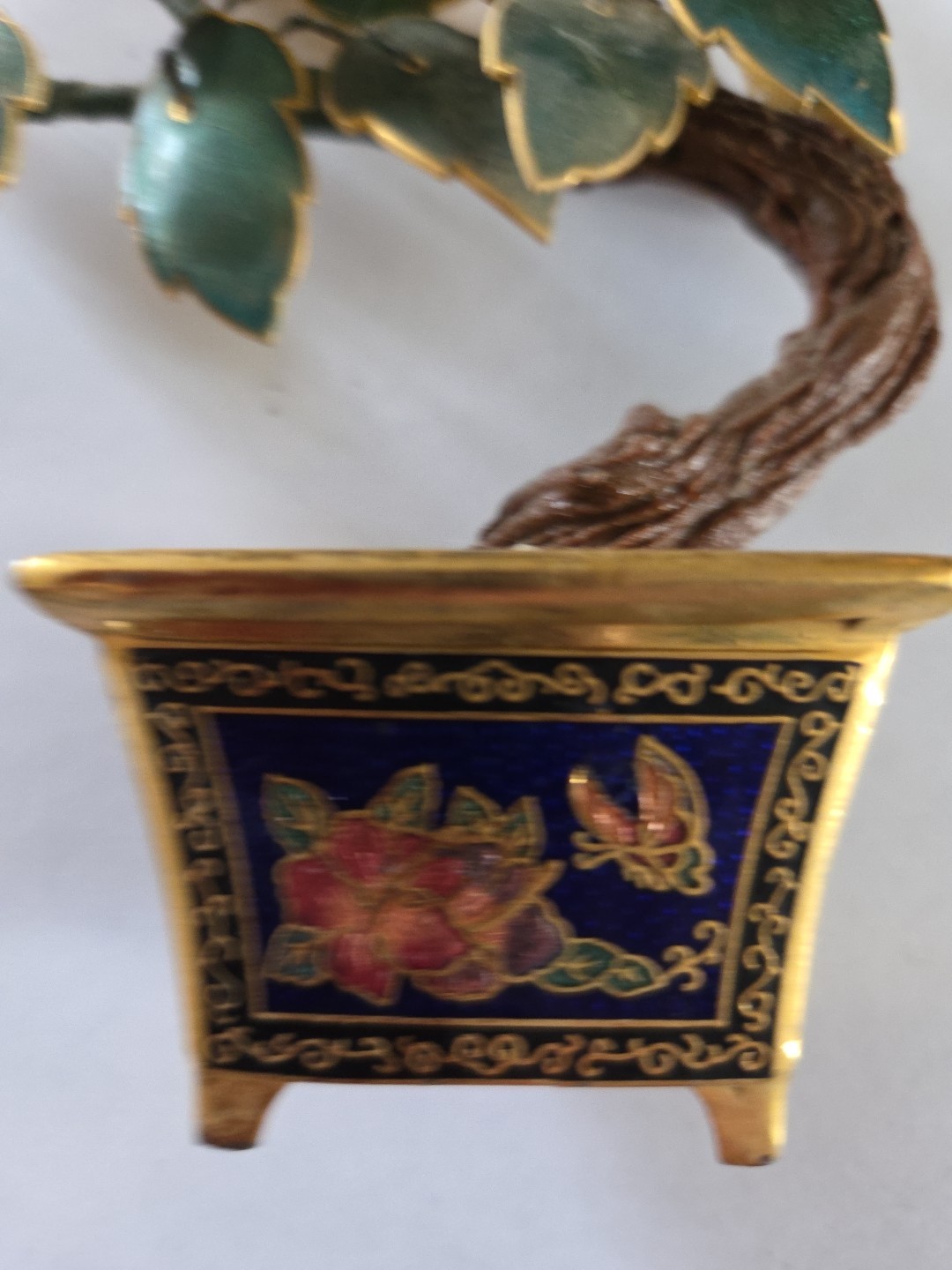 Vintage Small Cloisonne Enameled Bonsai Tree Flower