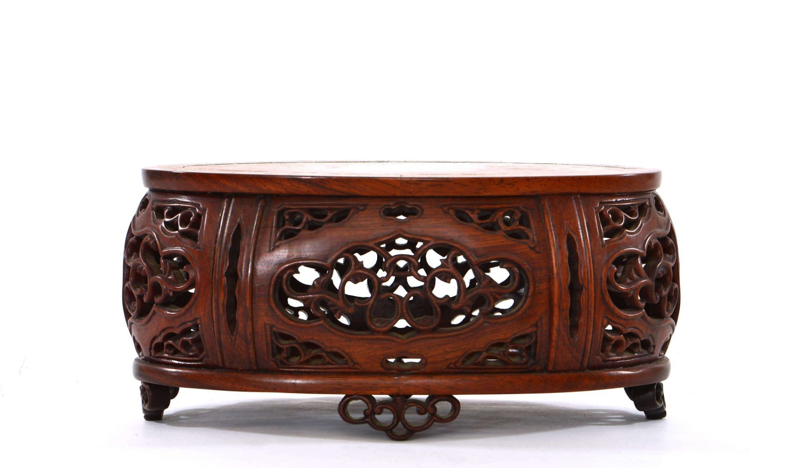 1950’s Chinese Hard Wood Hardwood Carved Carving Vase Statue Stand 8″ 22CM