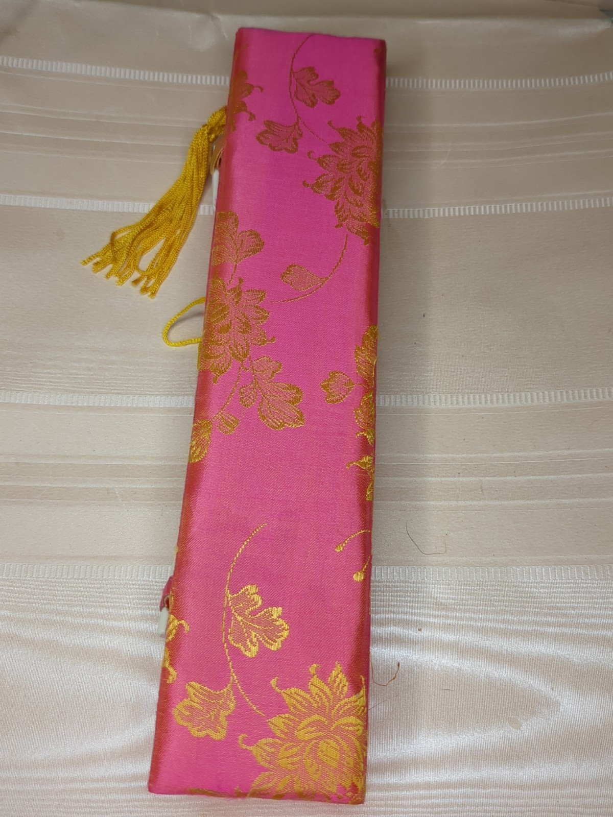 Vintage Chinese Cloisonne Letter Opener Dagger In Brocade Gift Box