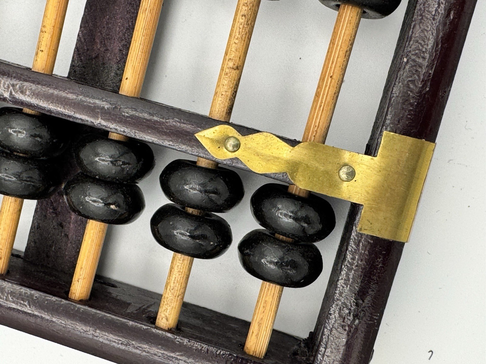 Vintage Peony Brand Chinese Abacus (Suanpan) – 13 Row 91 Bead Wood & Brass