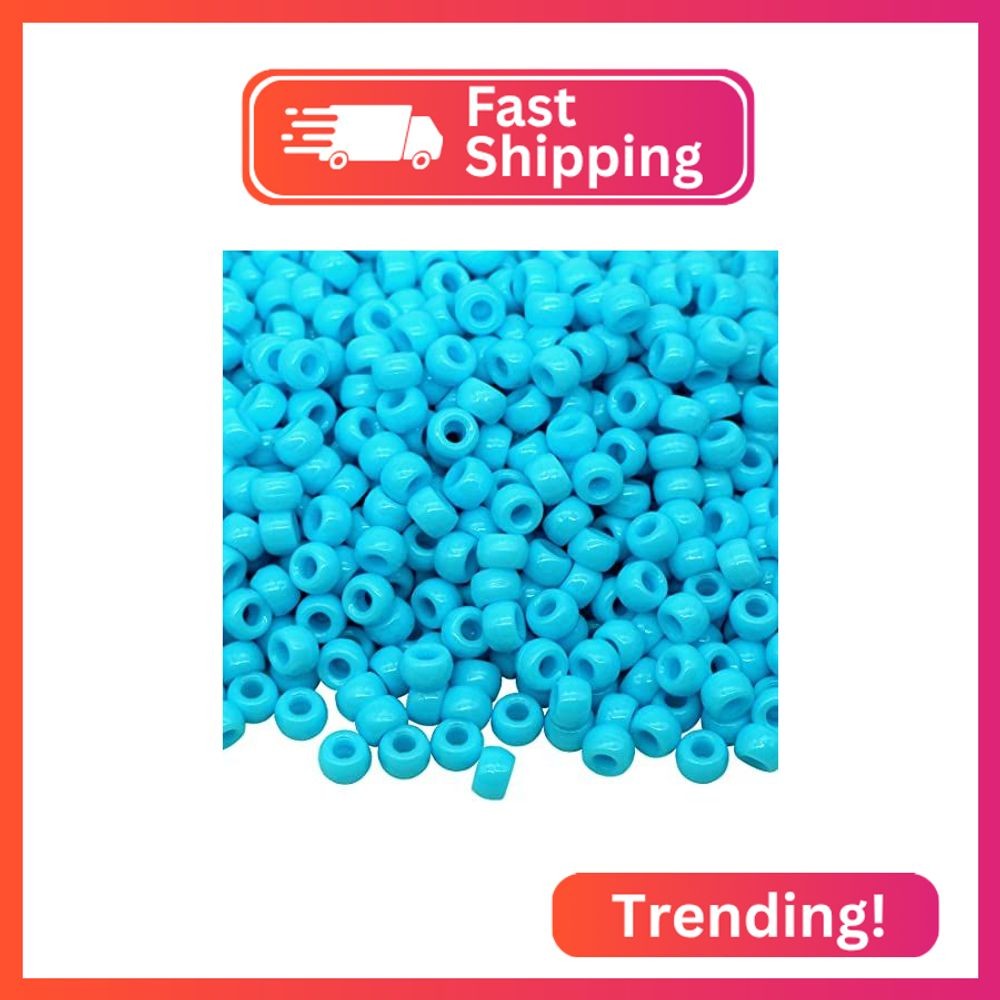 Auvoau 1000Pcs Pony Beads Bracelet 9mm Blue Plastic Barrel Pony Beads for Neckla