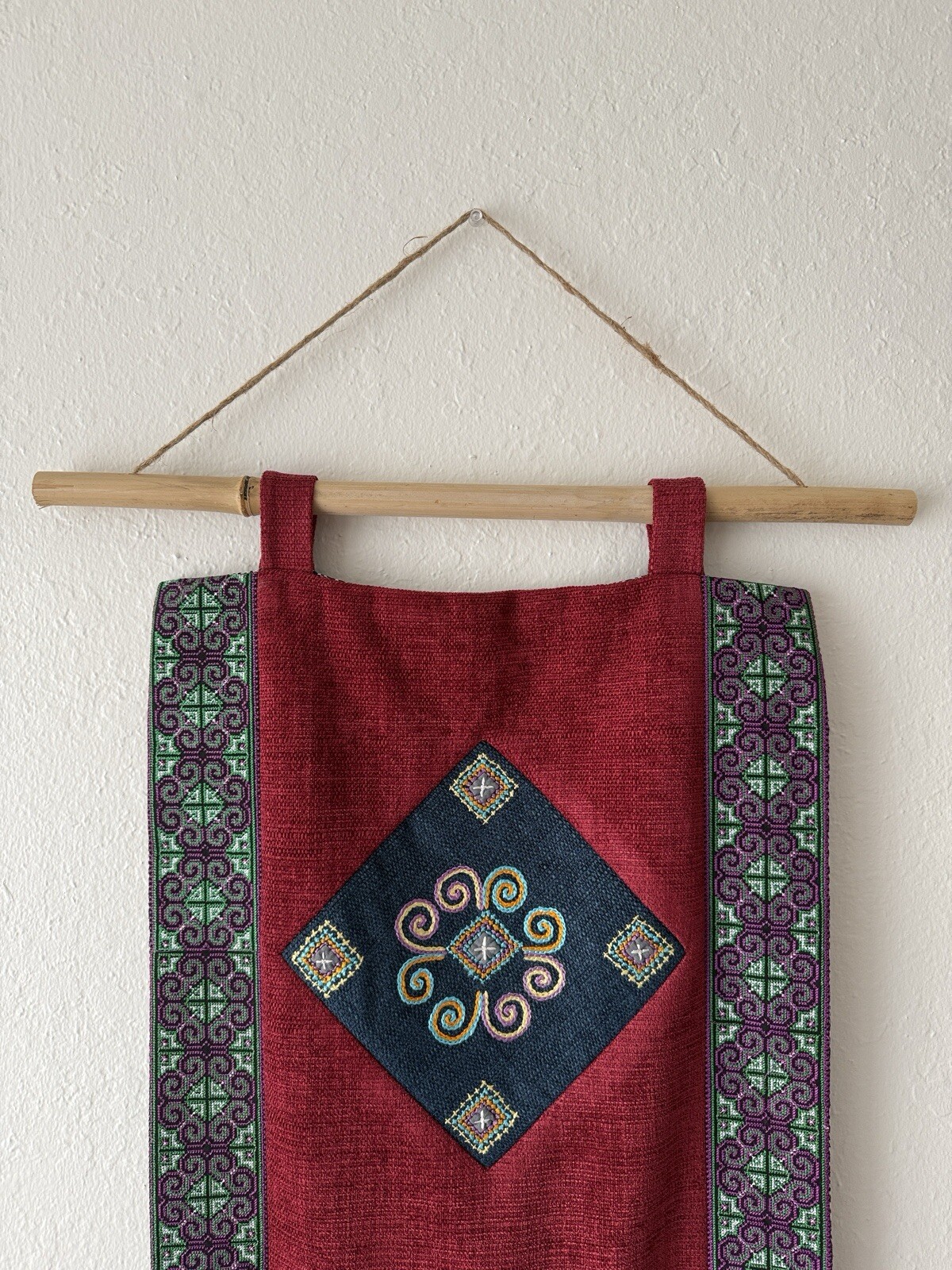 Miao/Hmong Embroidery – Wall Decoration – w/ Alloy Necklace and Good Luck Coins