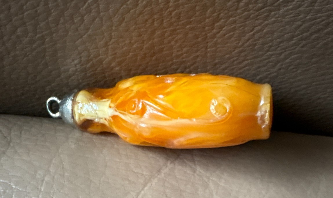 Vintage Carved Agate Snuff Bottle Pendant