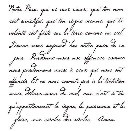 French Script – Lords Prayer UNMOUNTED rubber stamp, bible verse #22