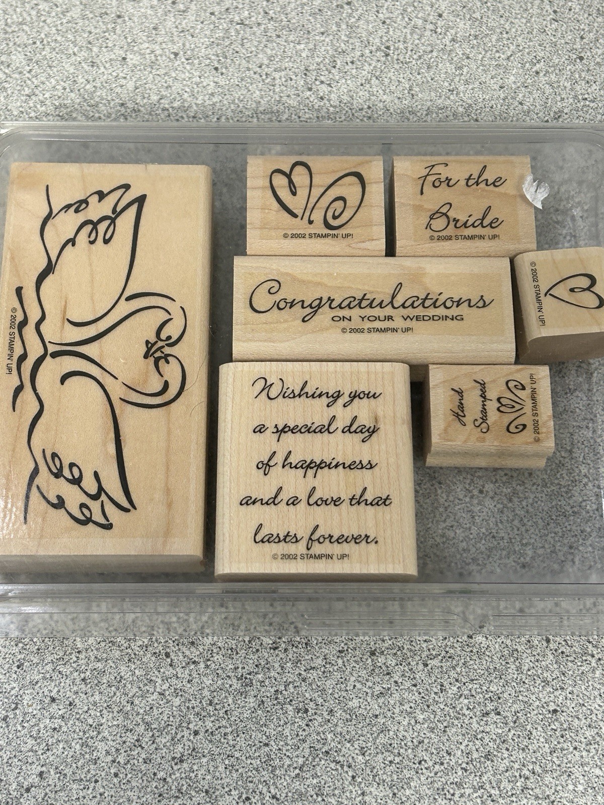 Stampin Up 2002 Lifetime Of Love Set Of 7 Wedding Hearts Swans