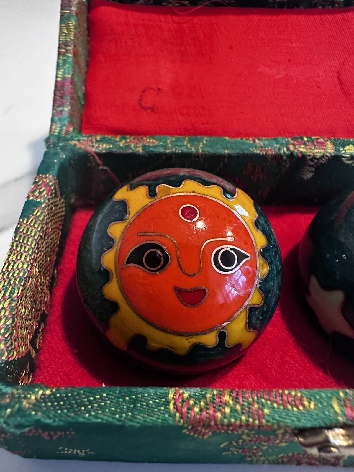 Vintage Iron Ball Health Set Moon 🌙 Sun 🌞Musical Baoding Balls Stress