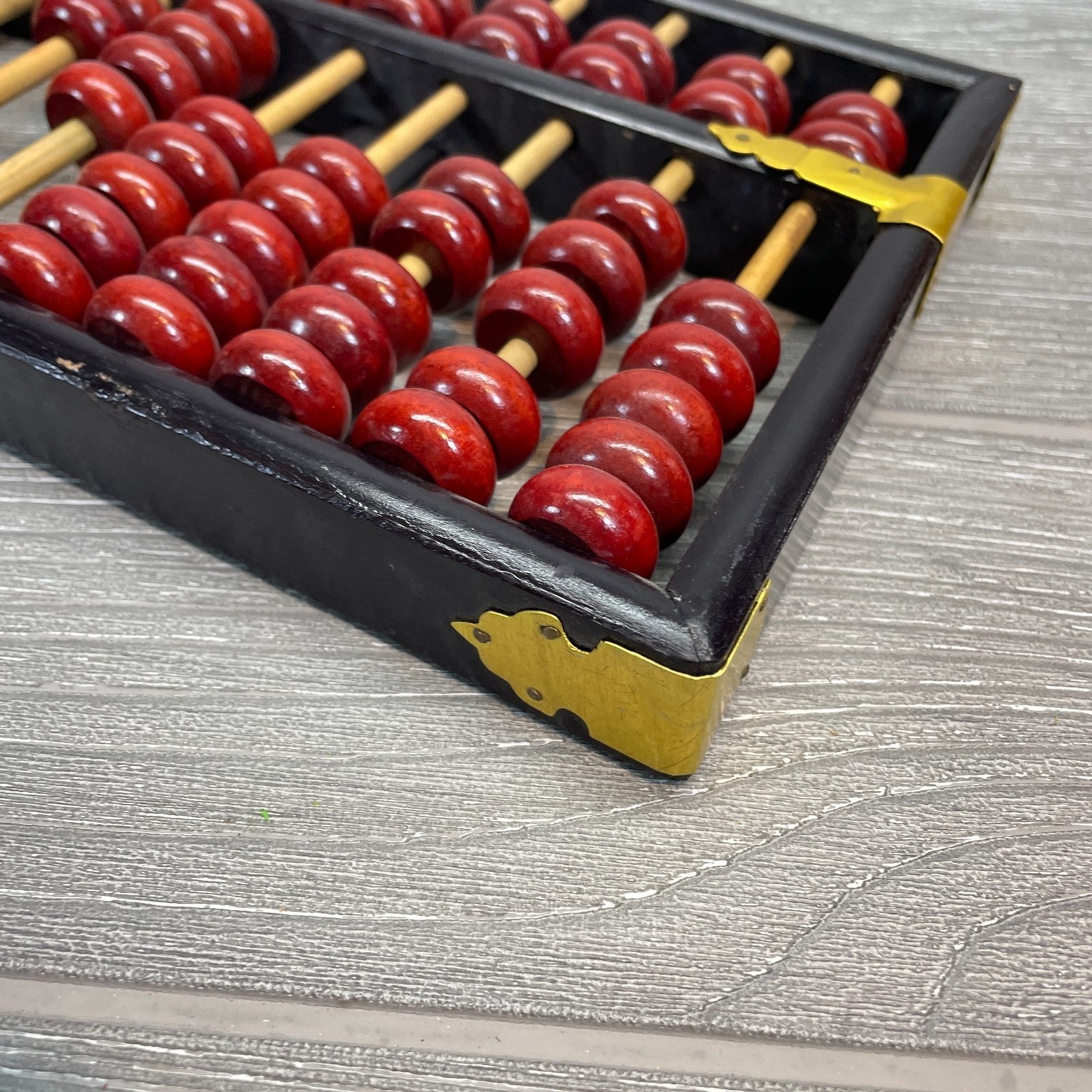 Vintage Abacus Lotus Flower Brand 12 Rods 91 beads Wood Onyx Black Red and Gold