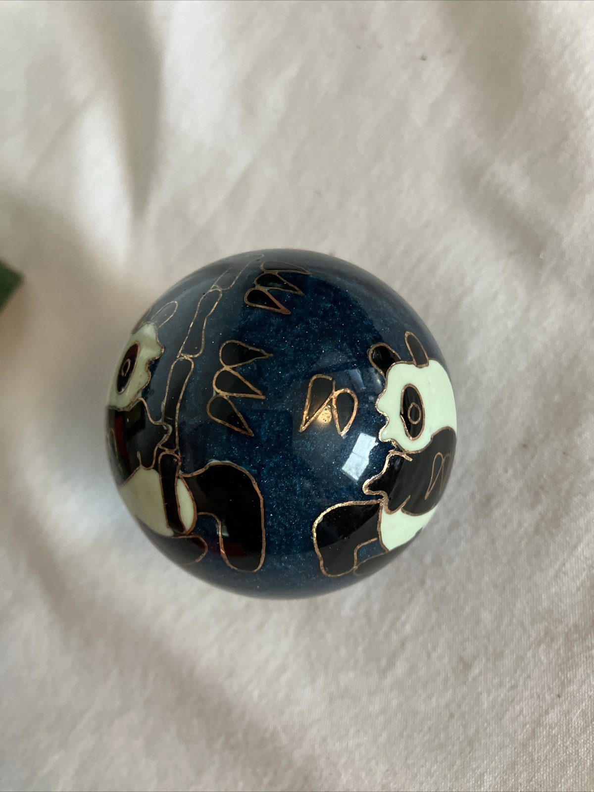 Chiming Baoding Balls, Shouxing Cloisonné Enamel PANDAS BLUE Hand Exercise Zen