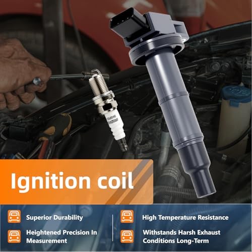 Set of 4 UF333 Ignition Coils and Spark Plugs Set Compatible with Toyota 2002
