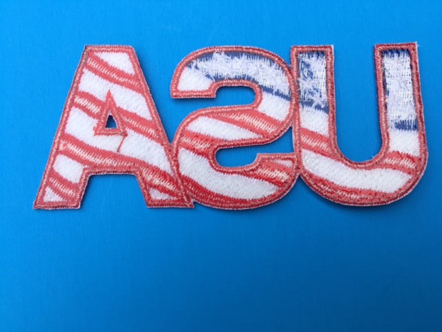 USA LETTERS AMERICAN FLAG EMBROIDERED PATCH IRON SEW-ON (5″x 2″)- HIGH QUALITY!!