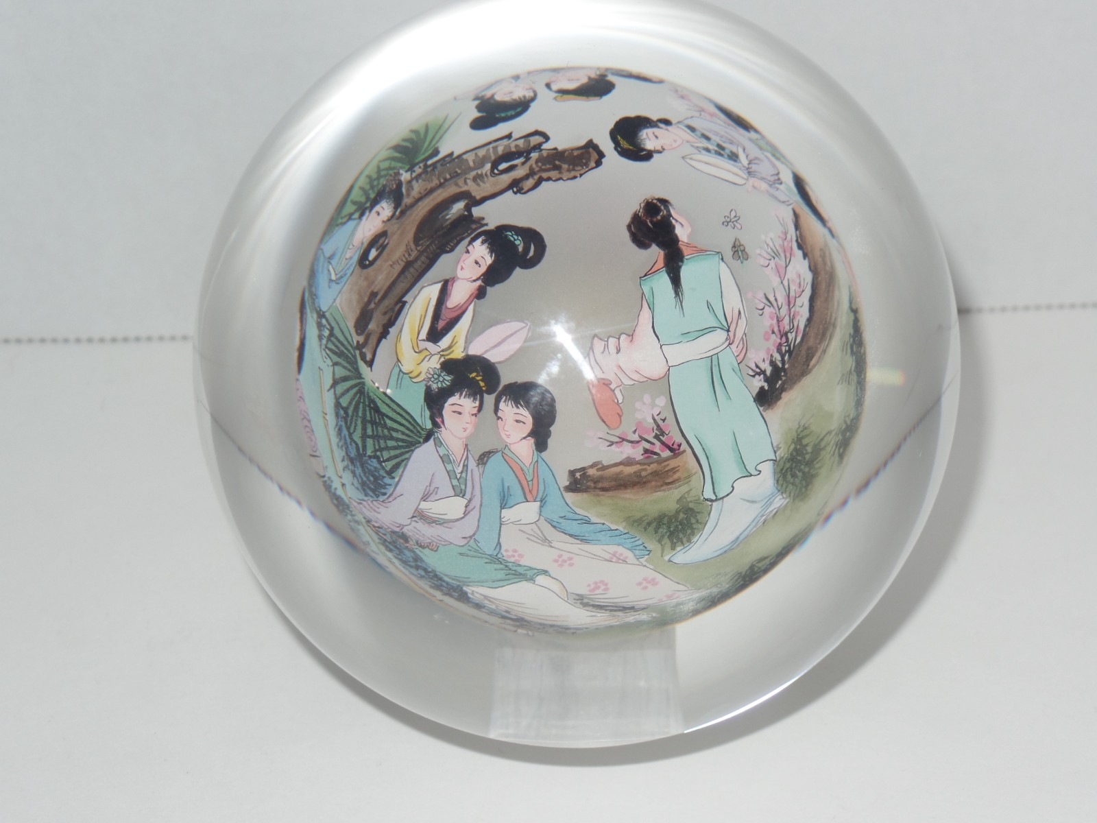 Vintage Chinese Hand Painted Reverse Art 4.5″ Glass Globe