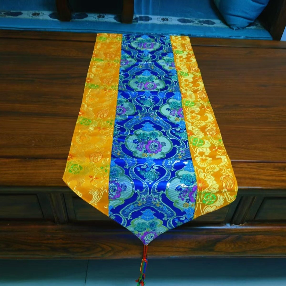 140x35cm Chinese Zen Brocade Tea Table Runner Long Tablecloth Decor