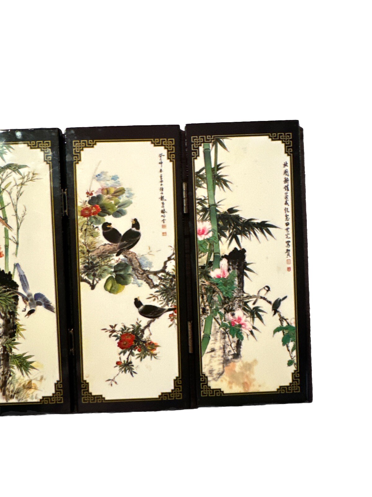 Asian 6 Panel Screen. Chinese Home Decor Birds & Flowers By Niao Yu Hua Xiang