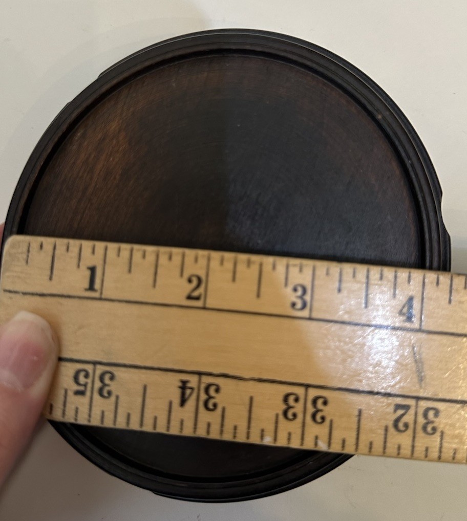 VTG Ebonized Wood Japan Carved Vase Stand Table Display Riser 4.25” Round NICE!