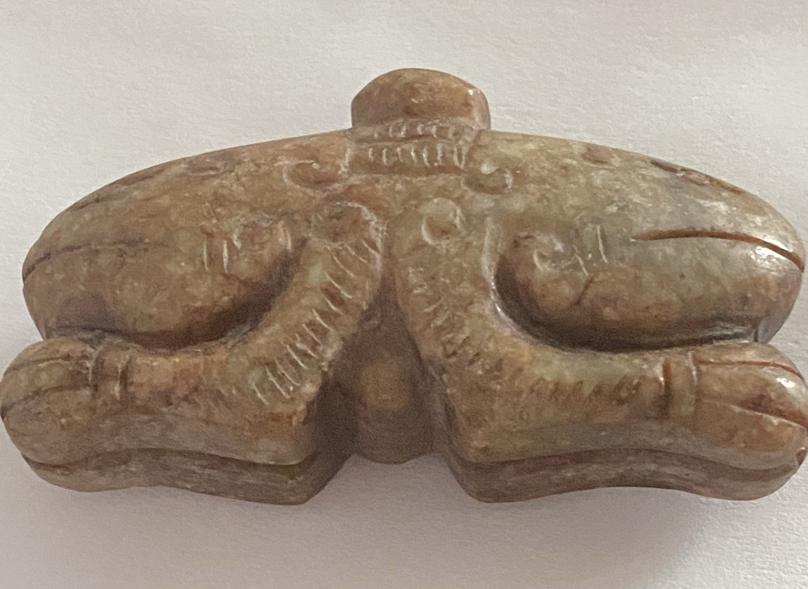 ESTATE FIND Chinese HONGSHAN Culture JADE 2 Heads Amulet/Pendant
