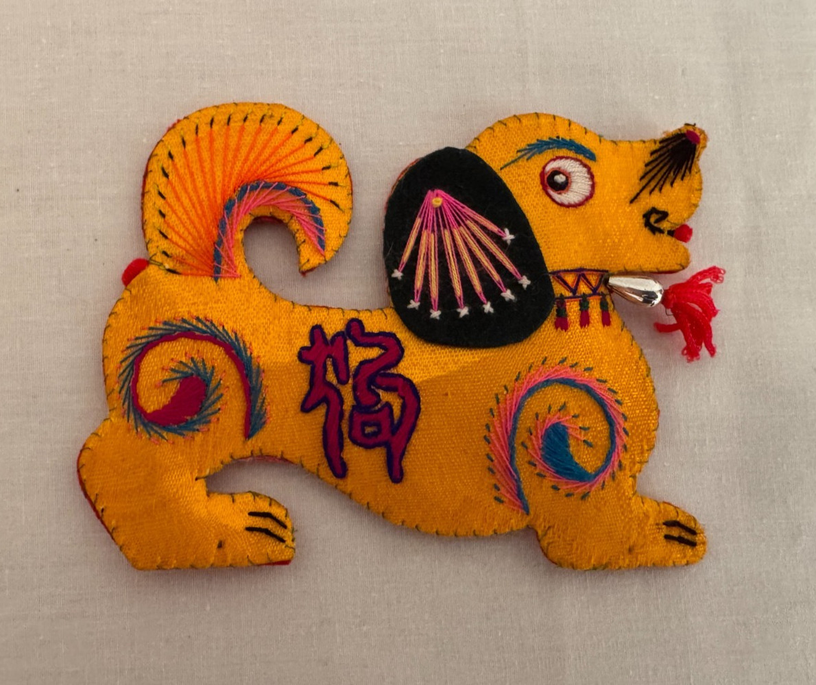 Chinese Zodiac Embroidered Animals Handmade Set of 3 Monkey Dog Rat