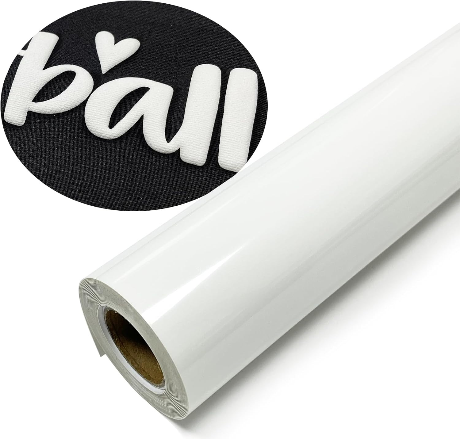 White Puff Vinyl Heat Transfer – 12 “x 8ft 3D Puff HTV Vinyl, Puffy Iron-On f…