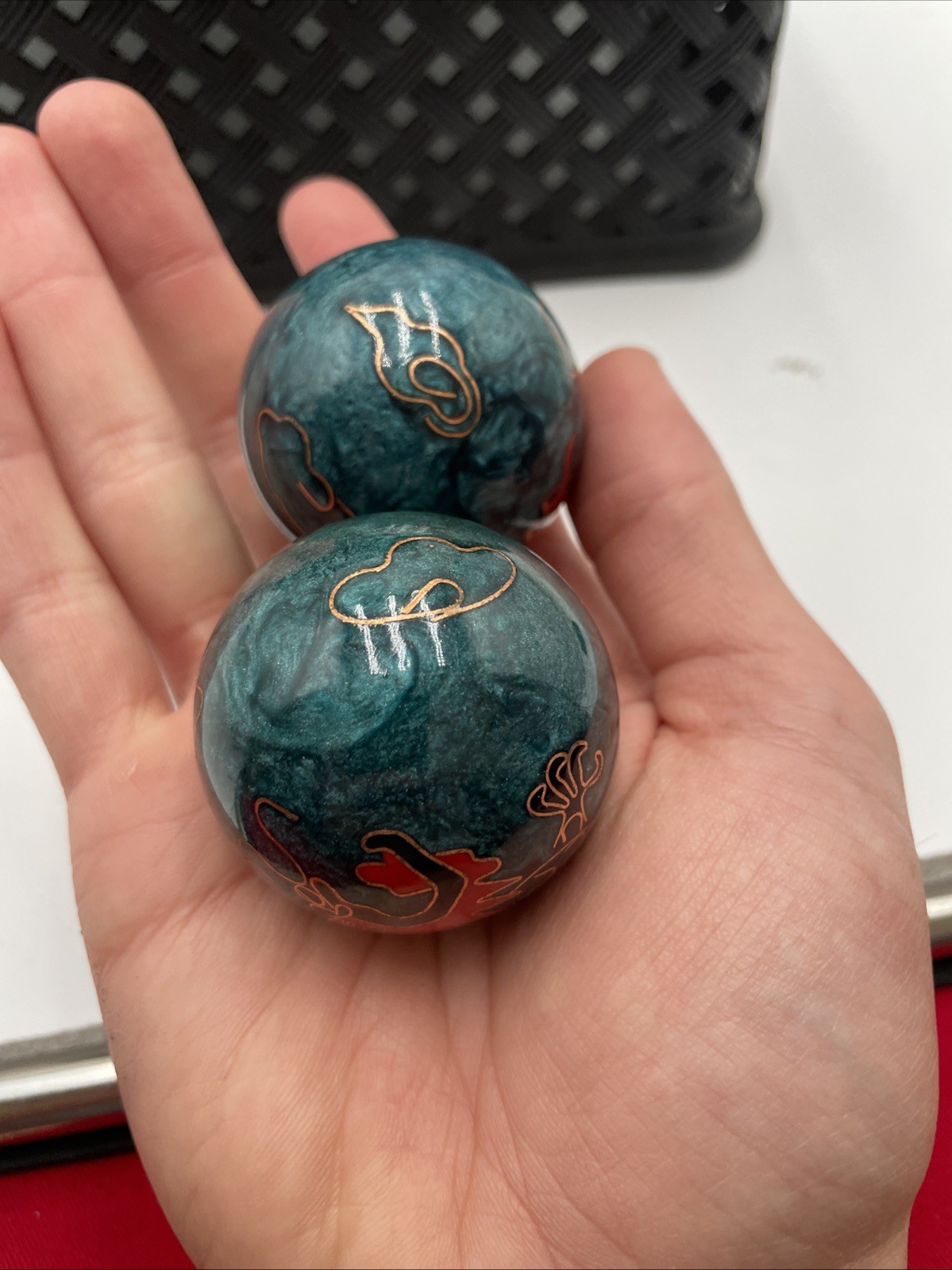 Vintage Shouxing Chinese Baoding Bals w/ Chime Dragons