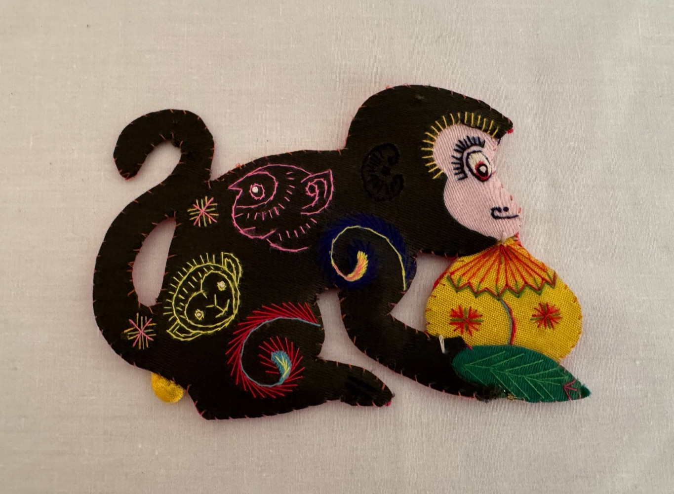 Chinese Zodiac Embroidered Animals Handmade Set of 3 Monkey Dog Rat
