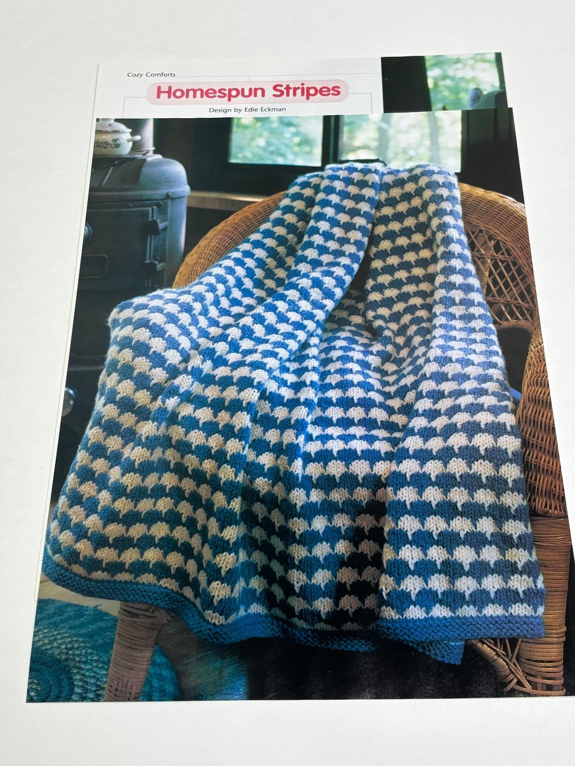 Homespun Stripes Cozy Comforts Knitting Pattern Chunky Afghan 46x59in