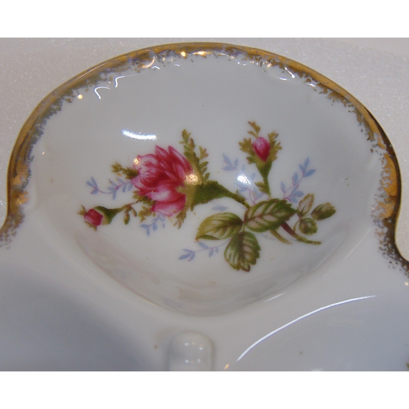 Bone China Candy Dish Trinket Bowl Floral Gold Trim Vintage Elegant Decor Roses