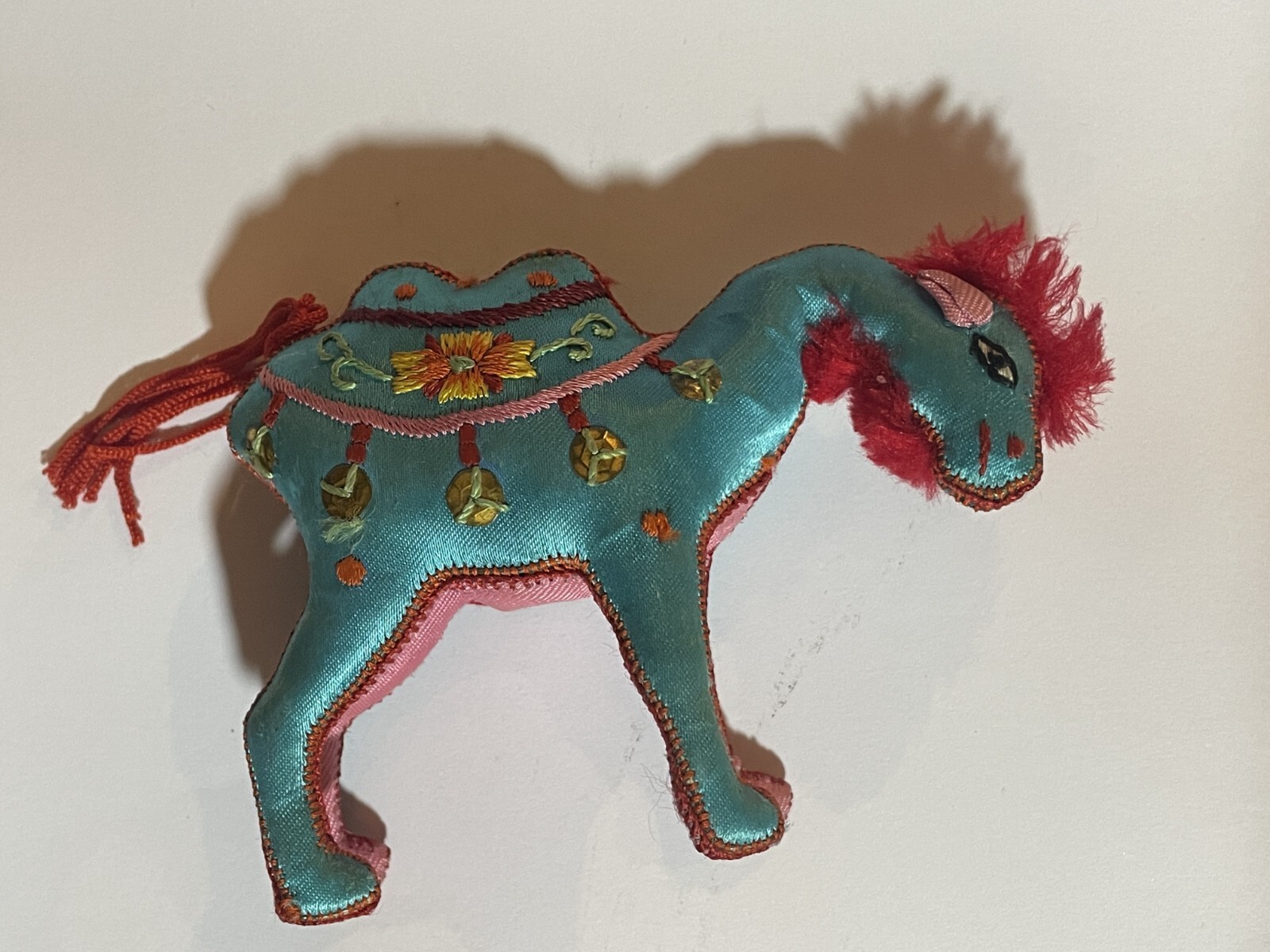 ESTATE EMBROIDERED SILK CHINESE CAMEL ORNAMENT 3 X 3.25