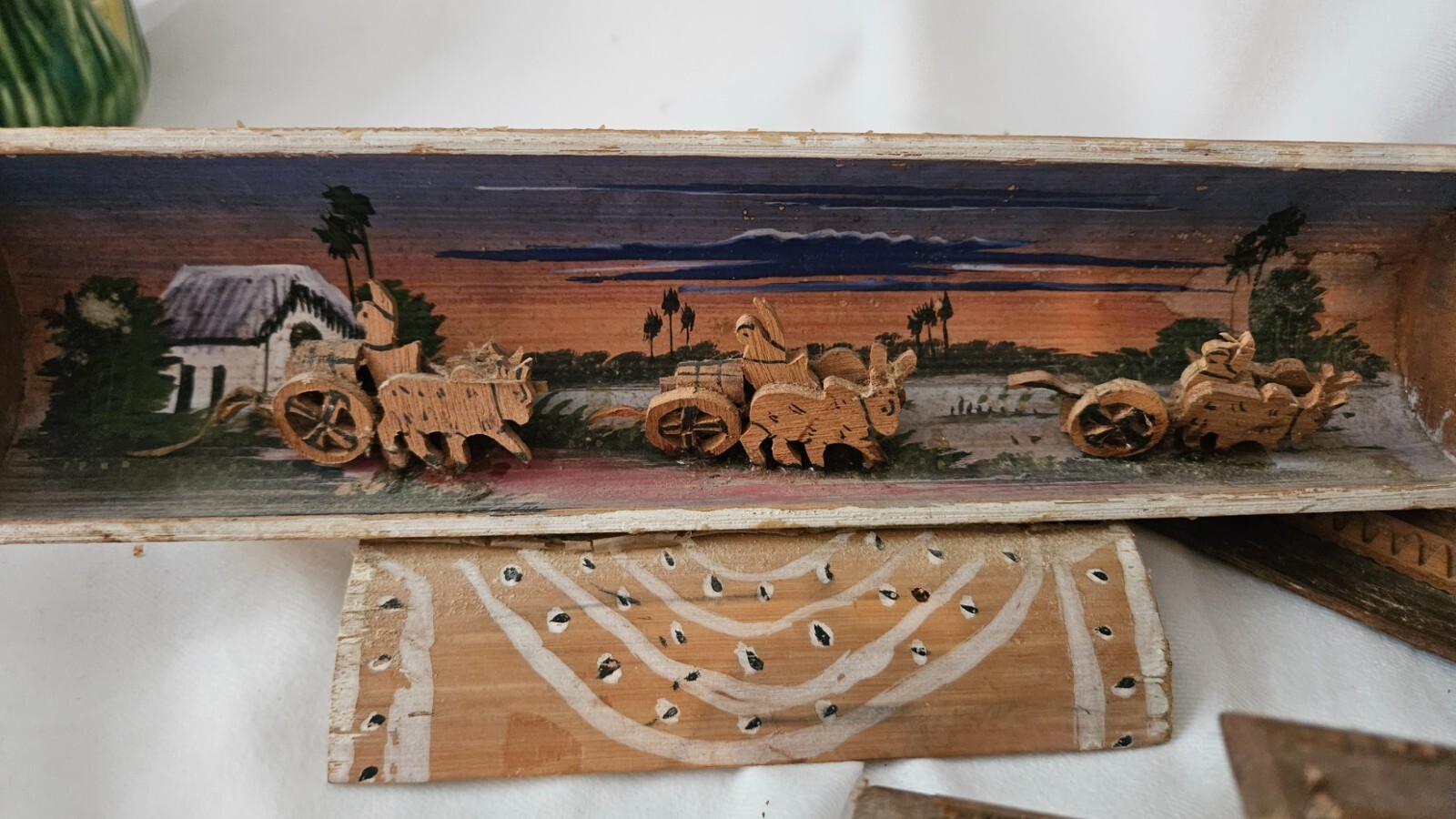 Vintage Chinese Wood Carvings and Folk Art – Boats, Shadowbox Wagons