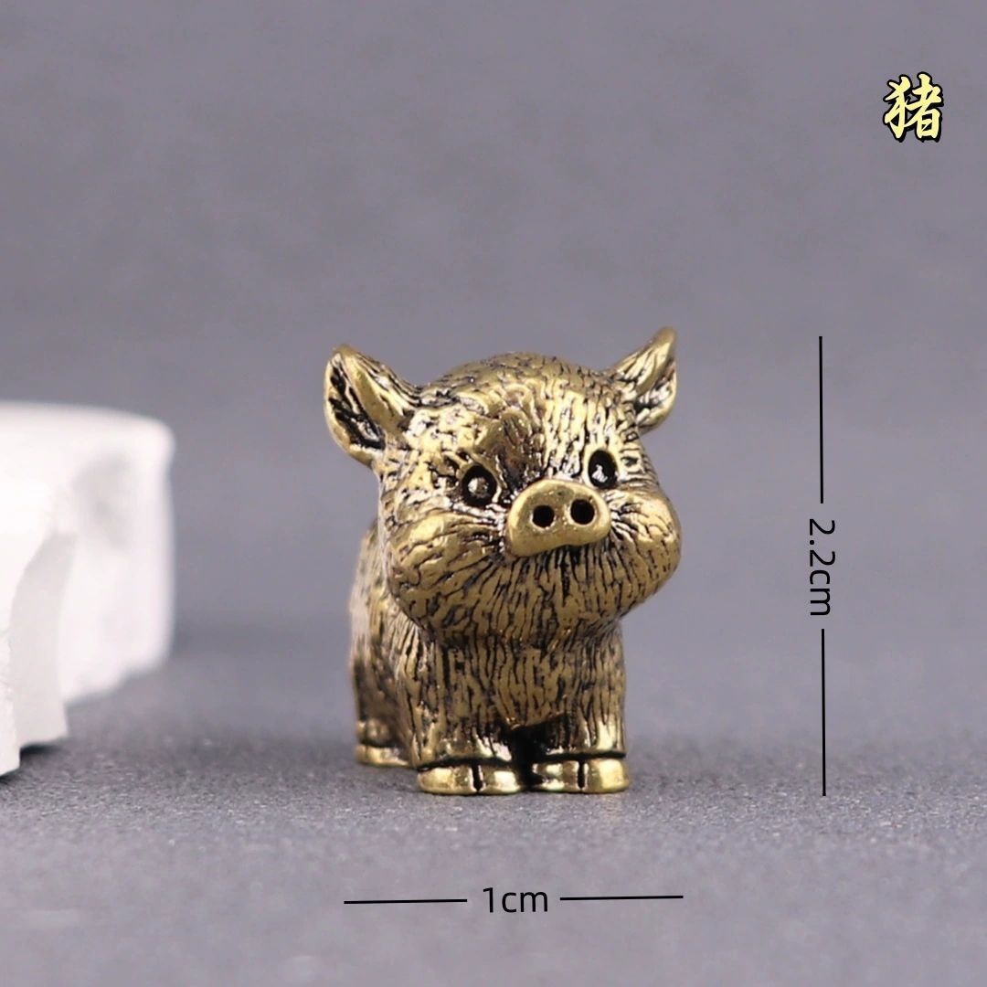 12 pcs Brass Chinese Zodiac Ornament Set Pure Copper 12 Animal Craft Decor