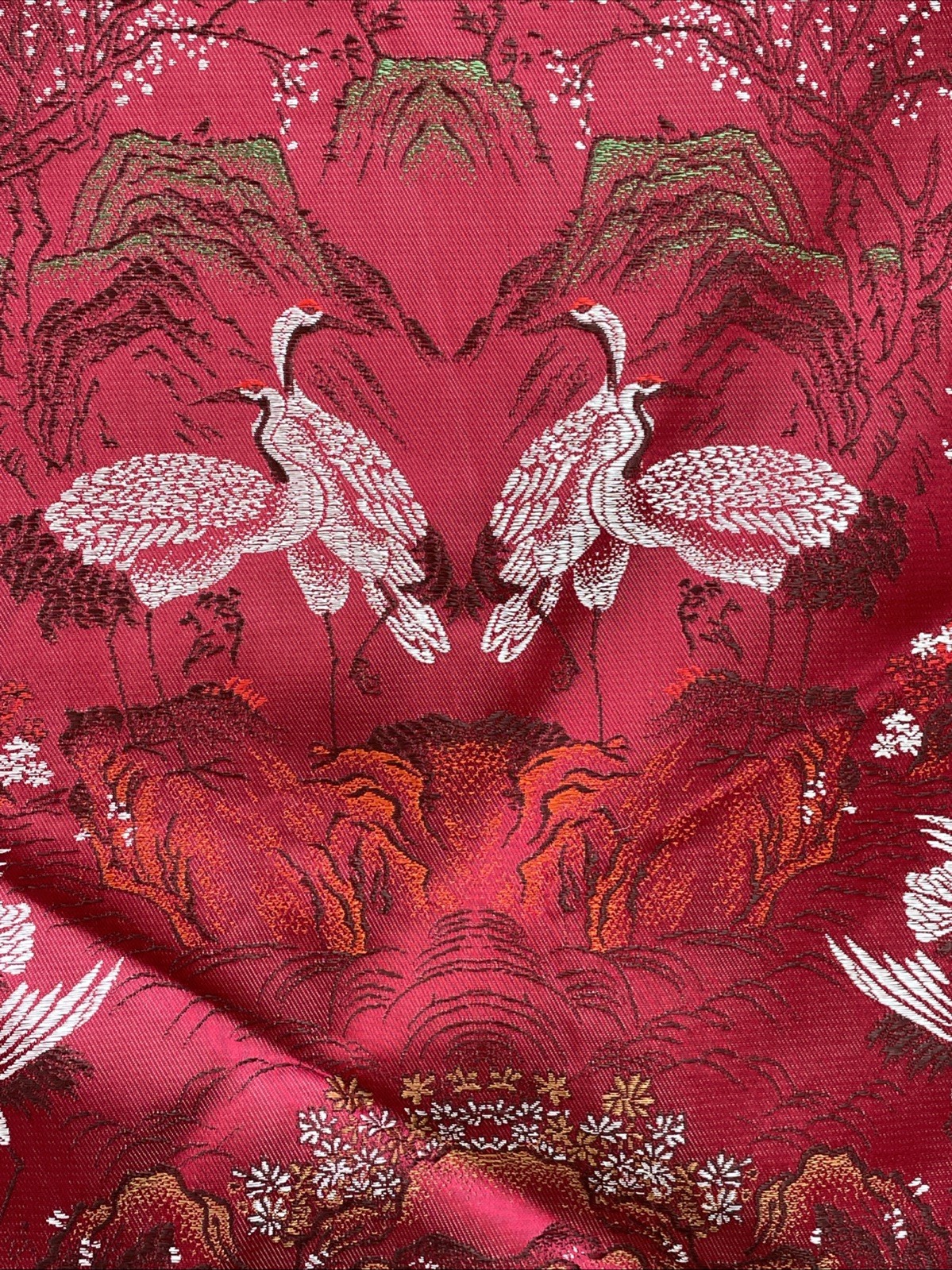 Vintage Brocaded Flowers Chinese Round Double Sided Tapestry Table Cloth Fringed