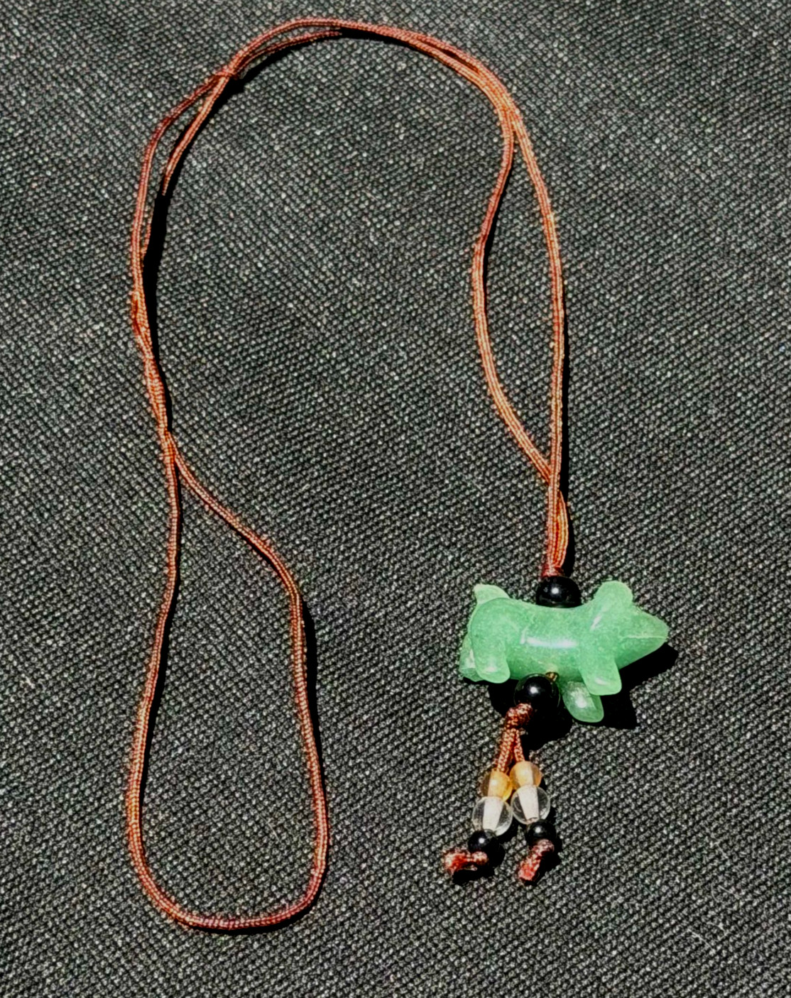 Chinese Green Jadeite Jade Carved Animal Pendant Necklace – Hand Carved (AHB)