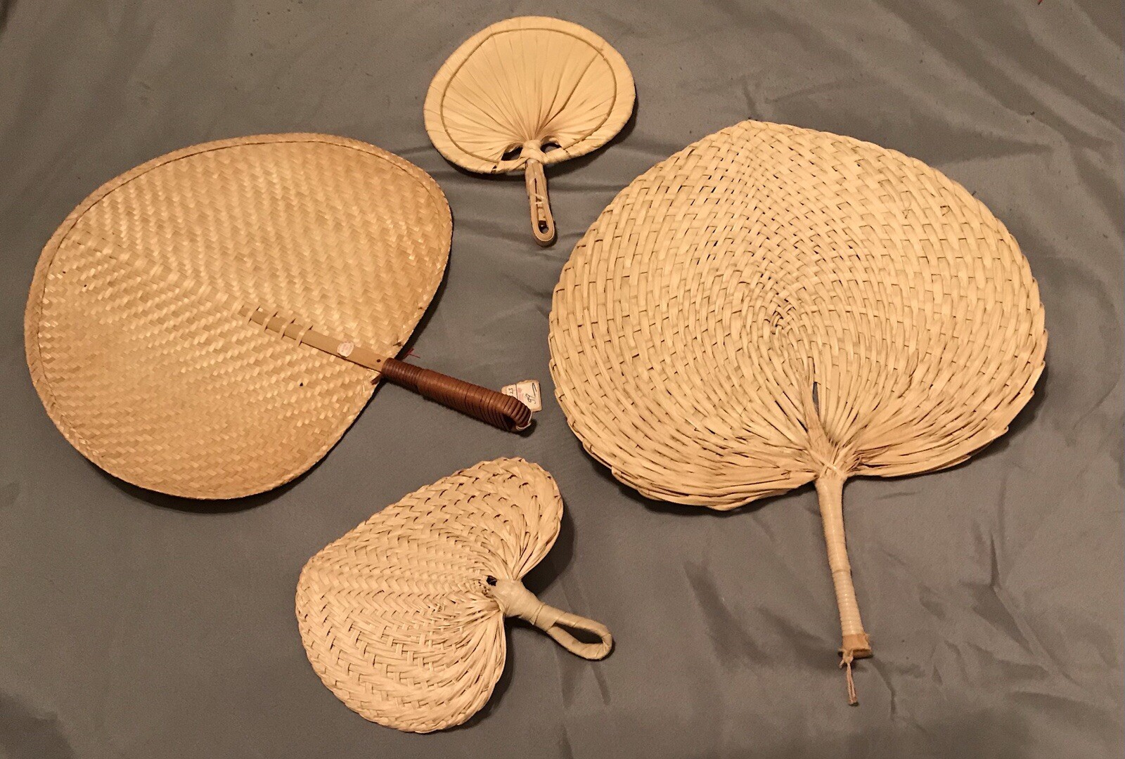 Set Of 4 Vintage Fans With Original Tags Dating From 1950s-60s From China