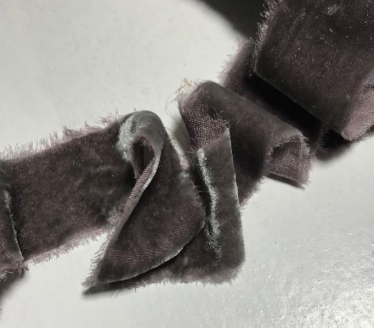 Hand Dyed Light Smoke Gray Silk Velvet Ribbon ( 4 Widths to choose from)