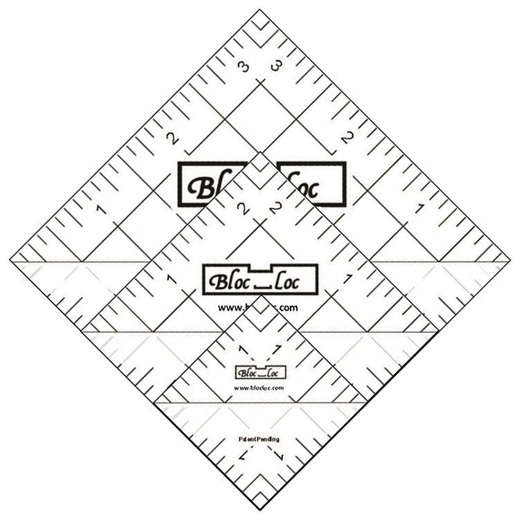Bloc Loc Half Square Triangle Ruler Set #4 – 1.5″, 2.5″, 3.5″ Acrylic Ruler