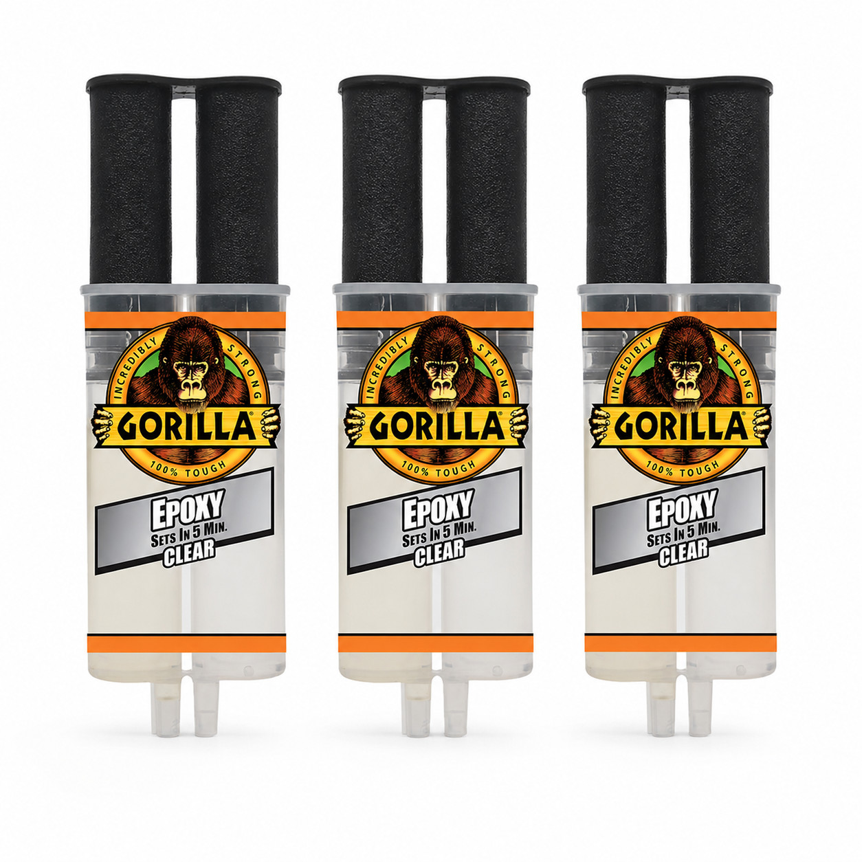 Gorilla Clear Two Part Epoxy Syringe 5 Min Set 0.85 oz Pack 3 5 10