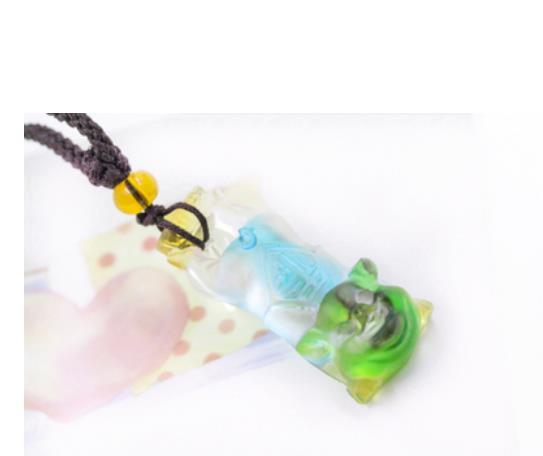 Chinese Multicolour Coloured Glaze Carving Animal Money Drawing Pig Pendant