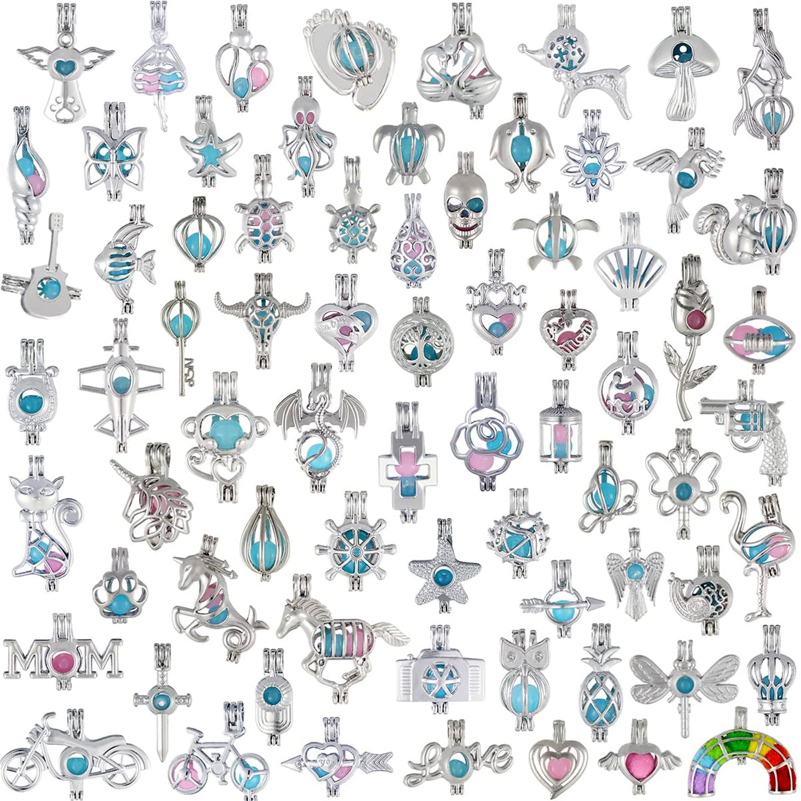 20/30pcs Pearl Bead Cage Pendant for Jewelry Making & Aromatherapy Lockets