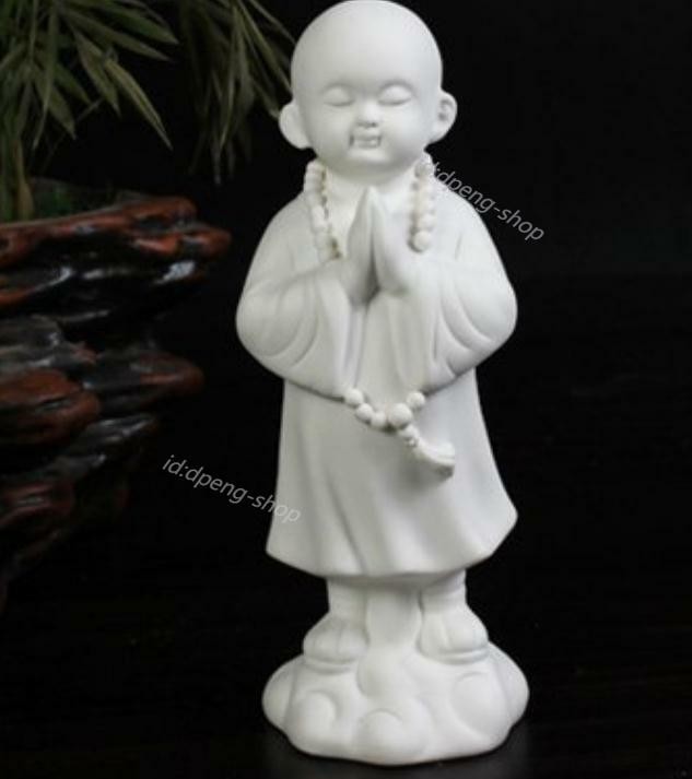 5.9″Chinese White Porcelain Ceramics Lovable Little Monk Figurine Statue 59