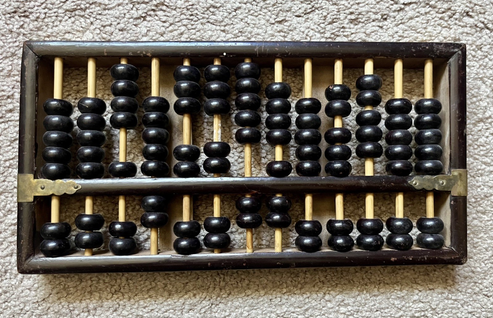 Rare Vintage Lotus Flower Brand Chinese Huanghuali Wood Abacus 13 Rod 91 Bead