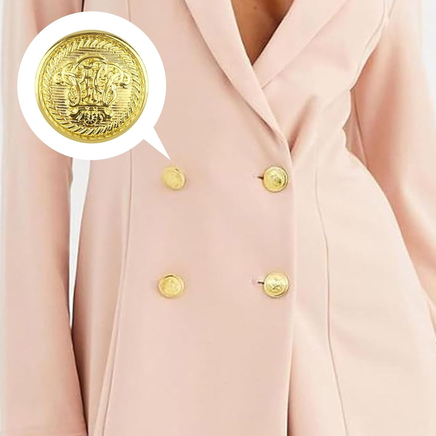40 Piece Set of Metal Sports Jacket Buttons, 4 Sizes of Retro Gold Buttons