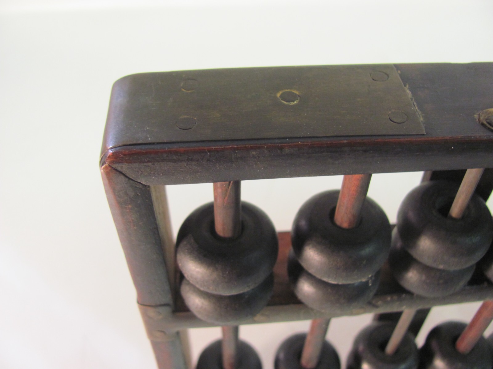 Wood & Brass Abacus Lotus Flower Type 9 Rods 63 Beads Original Antique NICE